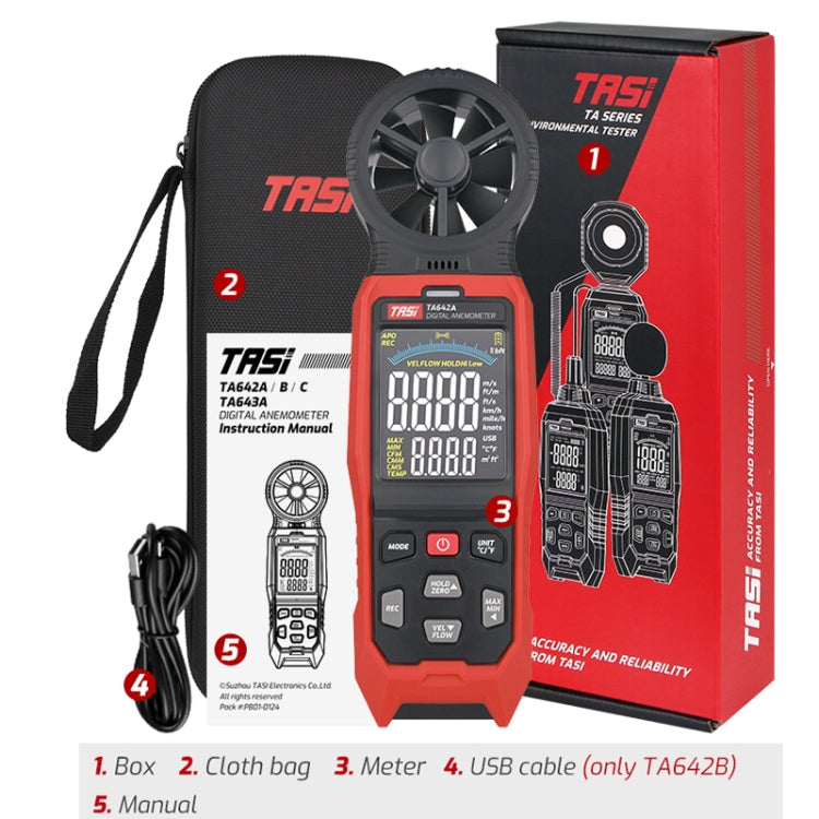 TASI TA642A Portable Digital Wind Speed Meter Air Volume Tester - Tachometers & Anemometer by TASI | Online Shopping UK | buy2fix