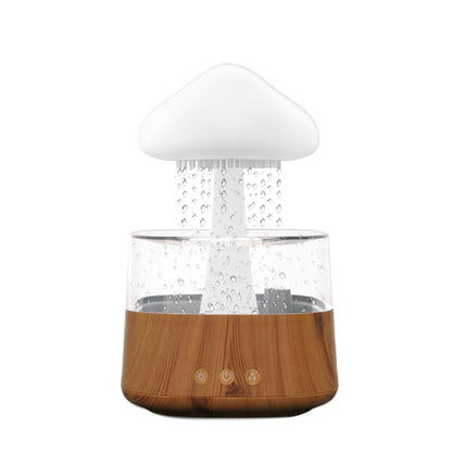 CH08 450ml Rain Humidifier Mushroom Cloud Colorful Night Lamp Aromatherapy Machine, Style: Without Remote Controller(Light Wood Grain) - Air Purifiers & Accessories by buy2fix | Online Shopping UK | buy2fix