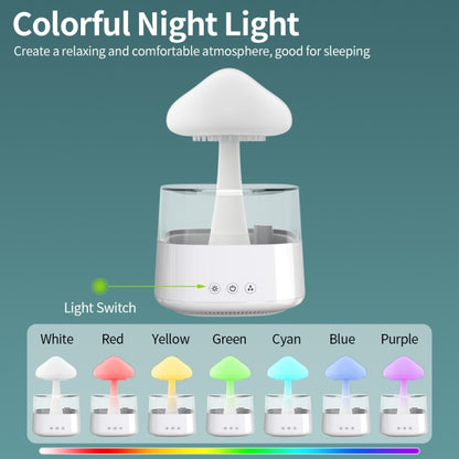 CH08 450ml Rain Humidifier Mushroom Cloud Colorful Night Lamp Aromatherapy Machine, Style: Without Remote Controller(White) - Air Purifiers & Accessories by buy2fix | Online Shopping UK | buy2fix