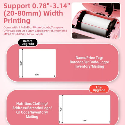 Phomemo M220 Jewelry Clothing Tags Bluetooth Thermist Strip Tag Printer(Pink) - Printer by Phomemo | Online Shopping UK | buy2fix