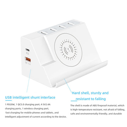 PD 20W +QC 3.0 Wireless Charging+6 Ports Multi-function Charger(EU Plug) - Multifunction Charger by buy2fix | Online Shopping UK | buy2fix