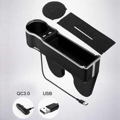 Car Seat Gap Storage Box Multifunctional Mobile Phone USB Charger, Color: QC3.0 Brown - Stowing Tidying by buy2fix | Online Shopping UK | buy2fix