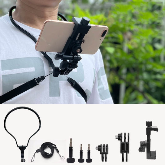 TUYU Camera Neck Holder Mobile Phone Chest Strap Mount  For Video Shooting//POV, Spec: With Phone Clip (Black) - Stand by buy2fix | Online Shopping UK | buy2fix