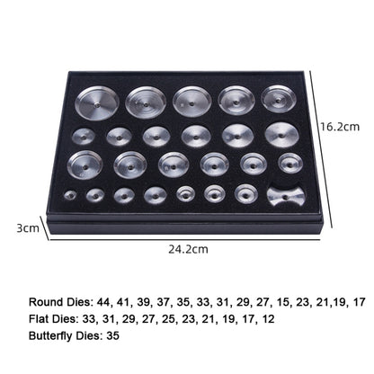 25pcs/set Aluminum Watch Back Case Closer Press Dies Watch Repair Tool - Watch Repair Tools by buy2fix | Online Shopping UK | buy2fix