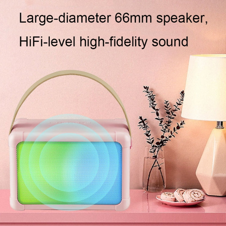 Portable RGB Lighting Effect Bluetooth Speaker Home Mini Karaoke Audio, Style: Dual Microphone+Speaker(Pink) - Microphone by buy2fix | Online Shopping UK | buy2fix