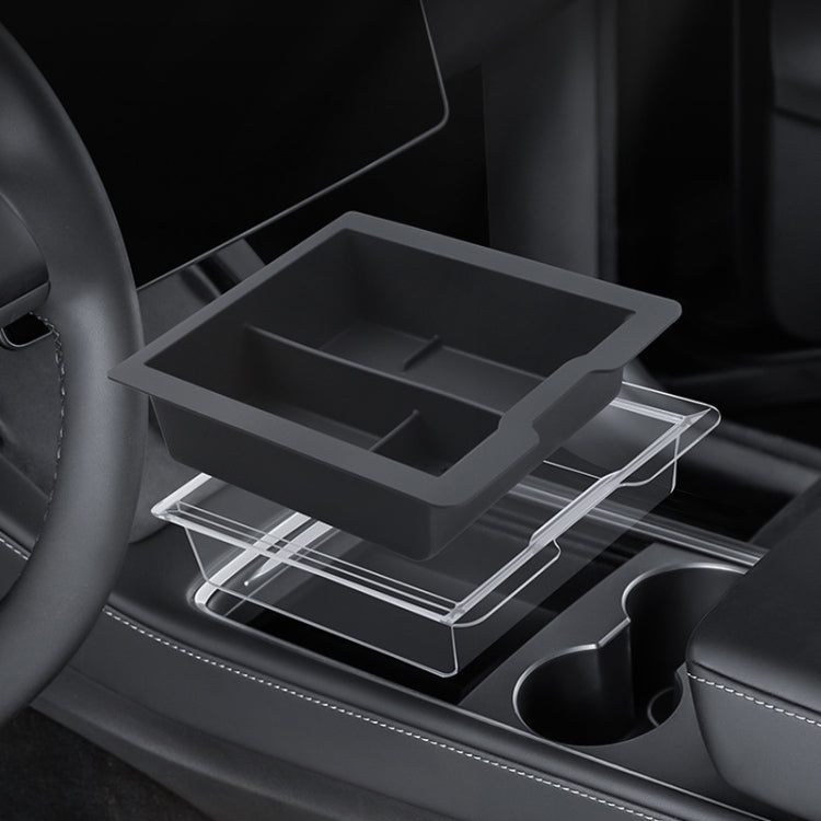 For Tesla Model 3 / Y Silicone Double Layer Storage Small Ice Box, Style: Rear Center No Separation (Black) - Stowing Tidying by buy2fix | Online Shopping UK | buy2fix