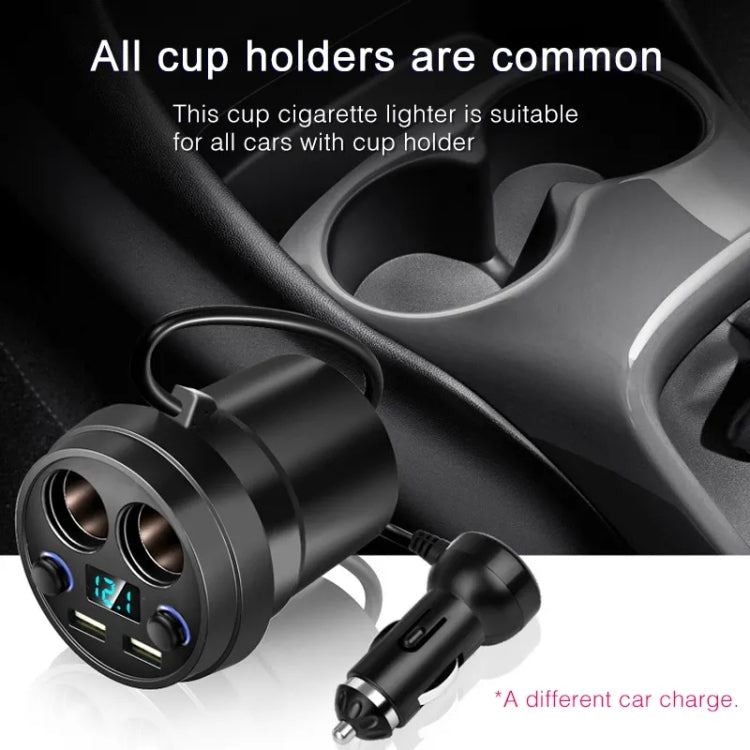 Cup Car Charger Dual USB Corded Cigarette Lighter Mobile Phone Charger(Black) - Car Charger by buy2fix | Online Shopping UK | buy2fix