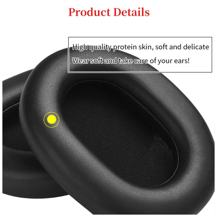 2pcs For Sony WH-1000XM5 Headphone Sponge Leather Case Earmuffs(Black) - Earmuff & Pad by buy2fix | Online Shopping UK | buy2fix