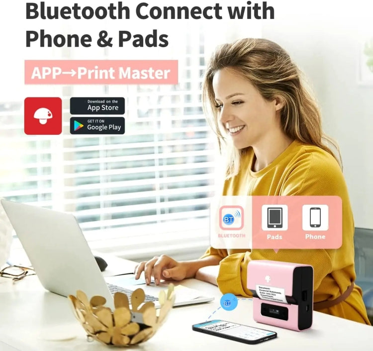 Phomemo M221 Thermal Wireless Label Printer Barcode Bluetooth Label Maker(Pink) - Printer by Phomemo | Online Shopping UK | buy2fix