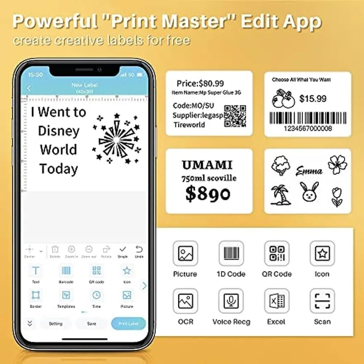 Phomemo M120 Label Maker Barcode Printer Bluetooth Thermal Label Machine(Orange) - Printer by Phomemo | Online Shopping UK | buy2fix