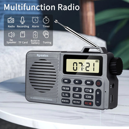 QL-221 Multifunctional Portable Bluetooth Plug-In Card Two-Band FM/AM Recording Radio, Style: US Version(Grey) - Radio Player by buy2fix | Online Shopping UK | buy2fix