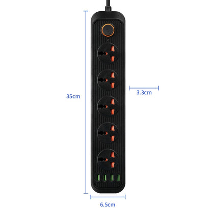 A03 2m 3000W 5 Plugs + 4-USB Ports Multifunctional Flame-retardant Socket with Switch(UK Plug) - Extension Socket by buy2fix | Online Shopping UK | buy2fix