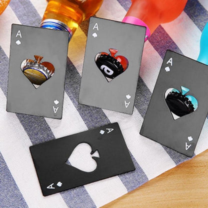 2 PCS Stainless Steel Bottle Beer Opener Poker Playing Card Spades Soda Bottle Cap Opener(Black) - Home & Garden by buy2fix | Online Shopping UK | buy2fix