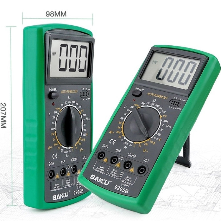 BAKU BK-9205B Measuring Capacitance Current Large Screen Display All-round Burn-proof Digital Multimeter - Digital Multimeter by BAKU | Online Shopping UK | buy2fix