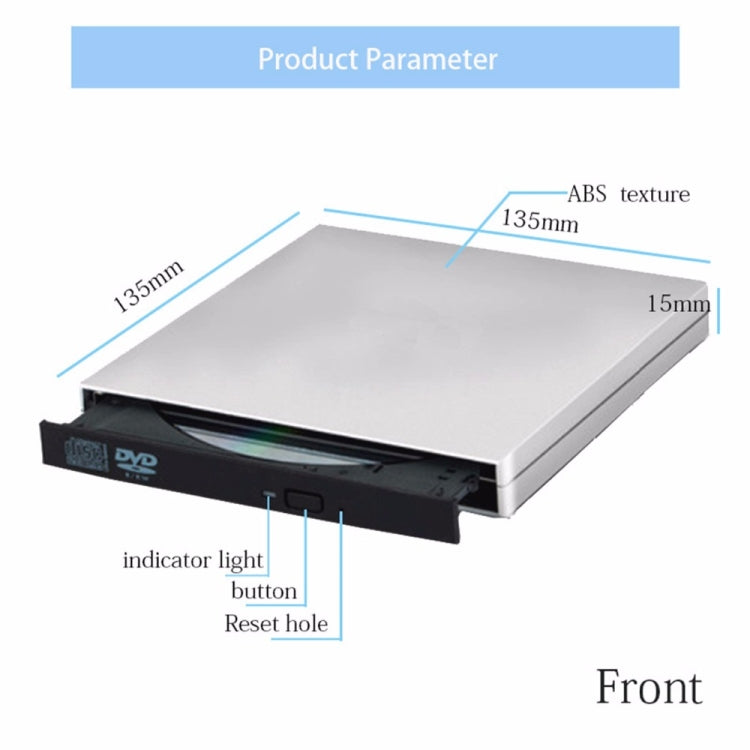 USB 2.0 Portable Ultra Slim External Slot-in DVD-RW CD-RW CD DVD ROM Player Drive for PC - Computer & Networking by buy2fix | Online Shopping UK | buy2fix