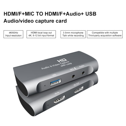 Z27 HDM Female + Mic to HDM Female USB 2.0 Video Audio Capture Box(Dark Gray) - Consumer Electronics by buy2fix | Online Shopping UK | buy2fix