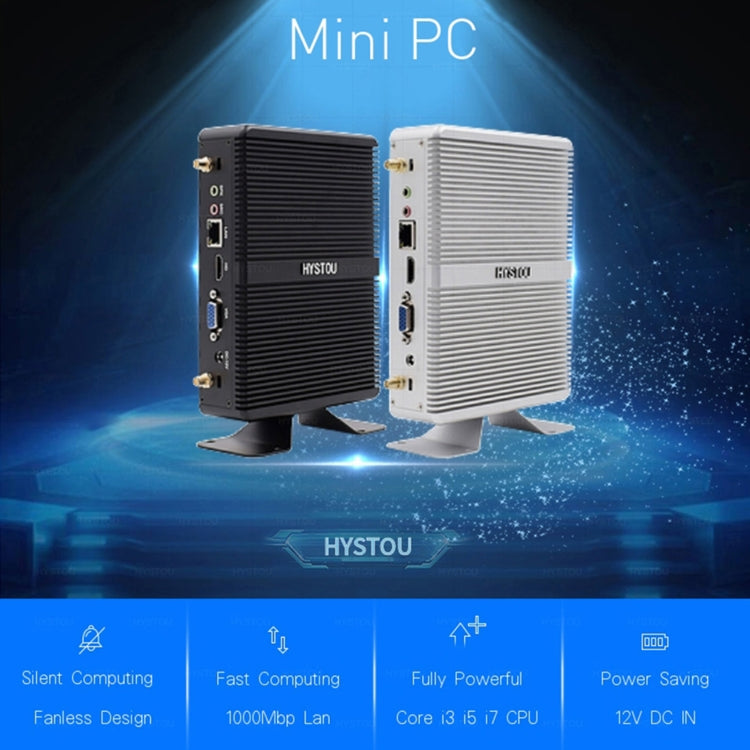 HYSTOU H2 Windows / Linux System Mini PC, Intel Core I3-7167U Dual Core Four Threads up to 2.80GHz, Support mSATA 3.0, 4GB RAM DDR4 + 256GB SSD (White) - Windows Mini PCs by HYSTOU | Online Shopping UK | buy2fix