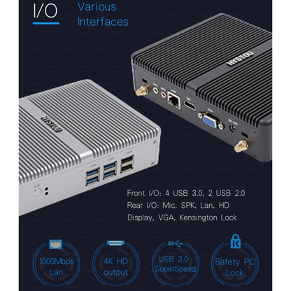 HYSTOU H2 Windows / Linux System Mini PC, Intel Core I5-7267U Dual Core Four Threads up to 3.50GHz, Support mSATA 3.0, 8GB RAM DDR3 + 256GB SSD (Black) - Computer & Networking by buy2fix | Online Shopping UK | buy2fix