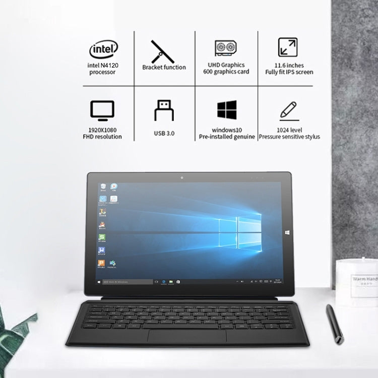 PiPO W11 2 in 1 Tablet PC, 11.6 inch, 8GB+128GB+128GB SSD, Windows 10 System, Intel Gemini Lake N4120 Quad Core Up to 2.6GHz, with Stylus Pen Not Included Keyboard, Support Dual Band WiFi & Bluetooth & Micro SD Card - PiPO by PiPo | Online Shopping UK | buy2fix