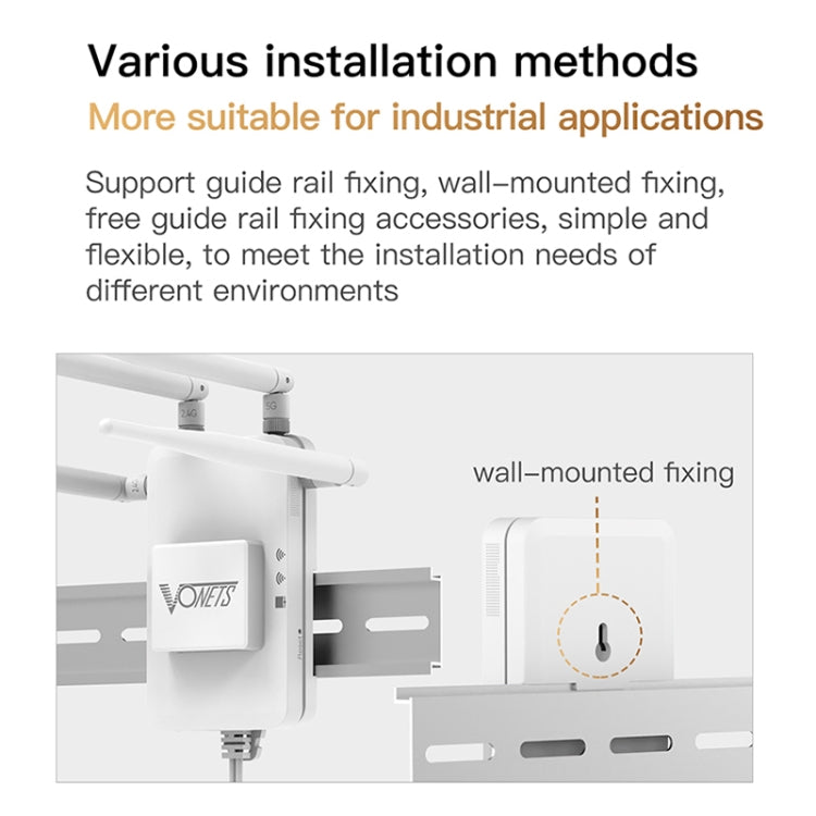 VONETS VAR1200-H 1200Mbps Wireless Bridge External Antenna Dual-Band WiFi Repeater, With 4 Antennas + DC Adapter Set - Wireless Routers by VONETS | Online Shopping UK | buy2fix