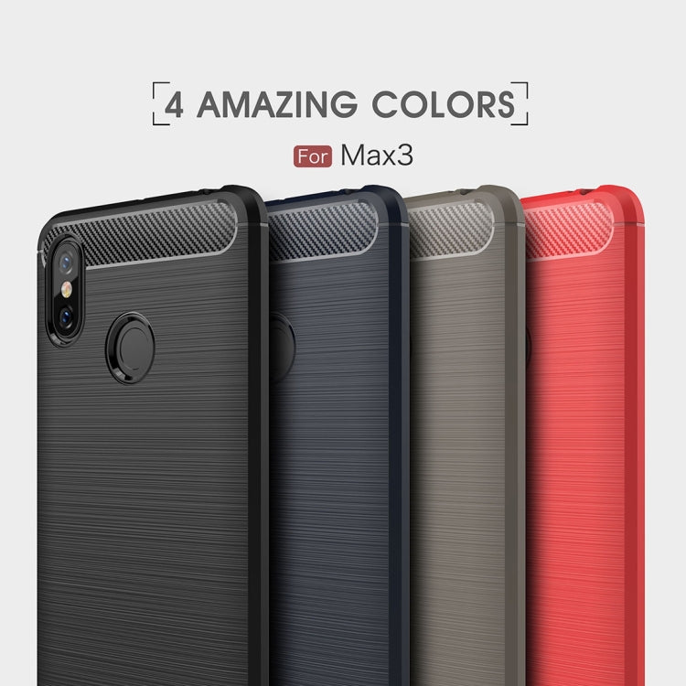 Brushed Texture Carbon Fiber Shockproof TPU Case for Xiaomi Mi Max 3(Black) - Xiaomi Cases by buy2fix | Online Shopping UK | buy2fix