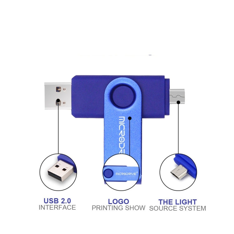 MicroDrive 32GB USB 2.0 Mobile Computer Dual-use Rotating OTG Metal U Disk (Red) - USB Flash Drives by MicroDrive | Online Shopping UK | buy2fix