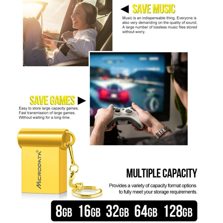 MiCRODATA 32GB USB 2.0 Computer Car Two-use Mini U Disk (Gold) - USB Flash Drives by MiCRODATA | Online Shopping UK | buy2fix